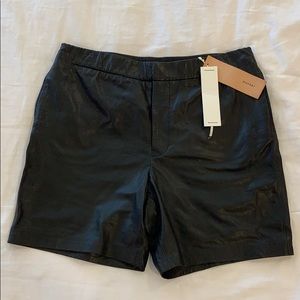J Brand black leather shorts